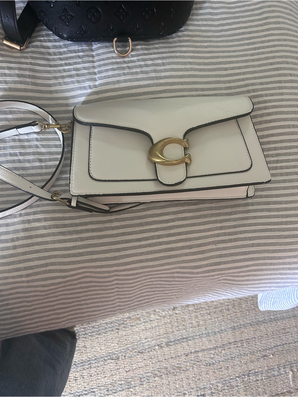 Designer inspired  Leather Shoulder Bag with Signature 'C' Hardware